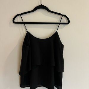 Paper Crane Black Asymmetrical Ruffled Camisole